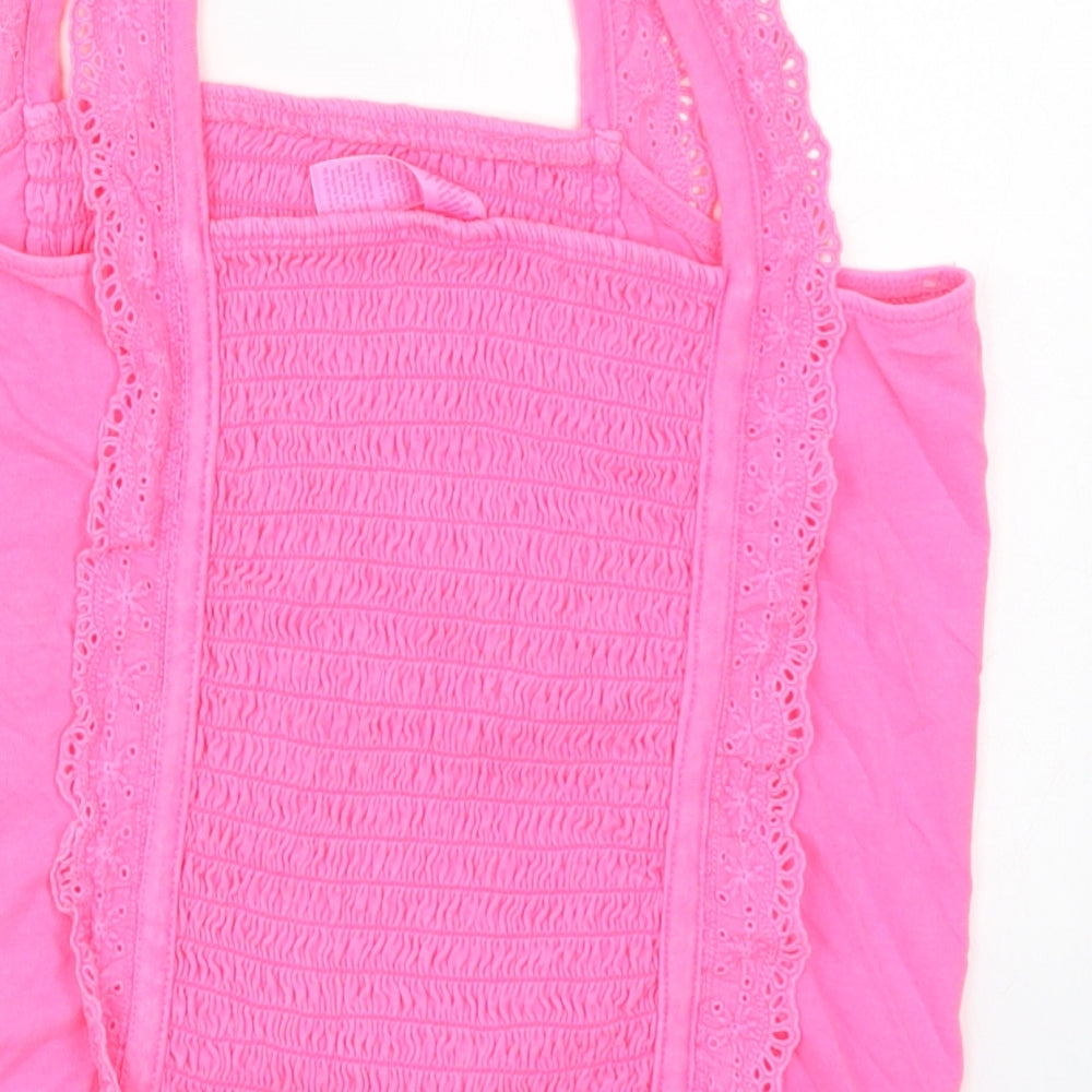 Justice Girls Pink  Cotton Basic Tank Size 12-13 Years Square Neck Pullover