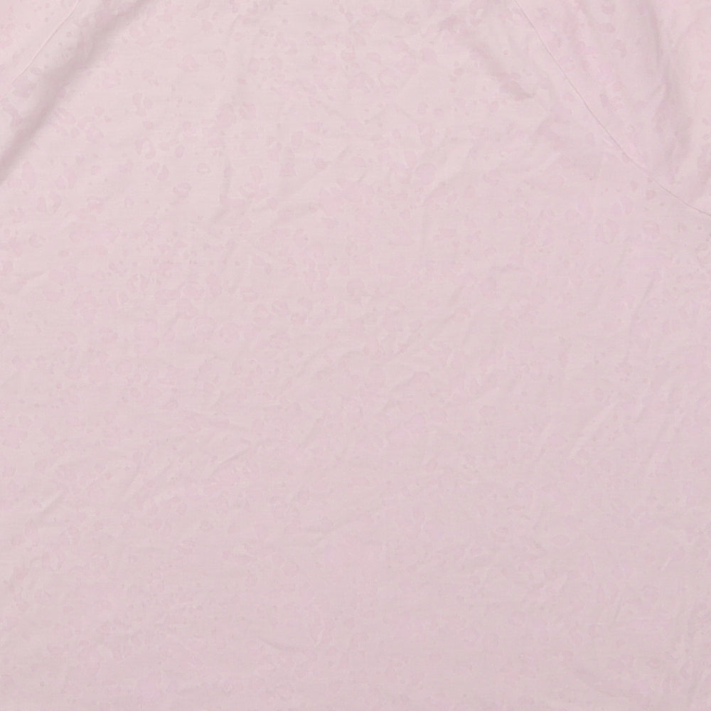 Marks and Spencer Womens Pink Animal Print Polyester Basic T-Shirt Size 12 Round Neck