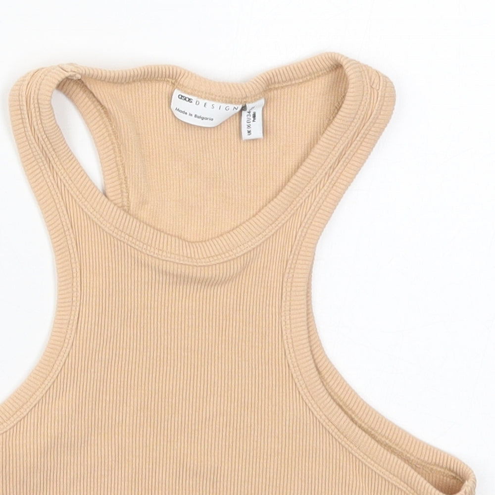 ASOS Womens Beige  Viscose Cropped Tank Size 6 Round Neck