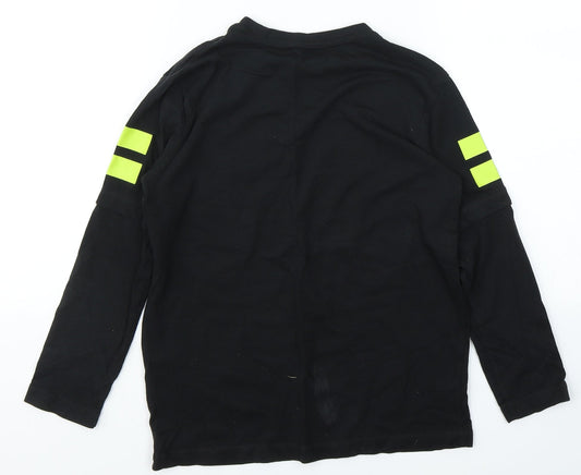Level Up Boys Black  Cotton Basic Casual Size 7-8 Years Round Neck Pullover - Dinasour