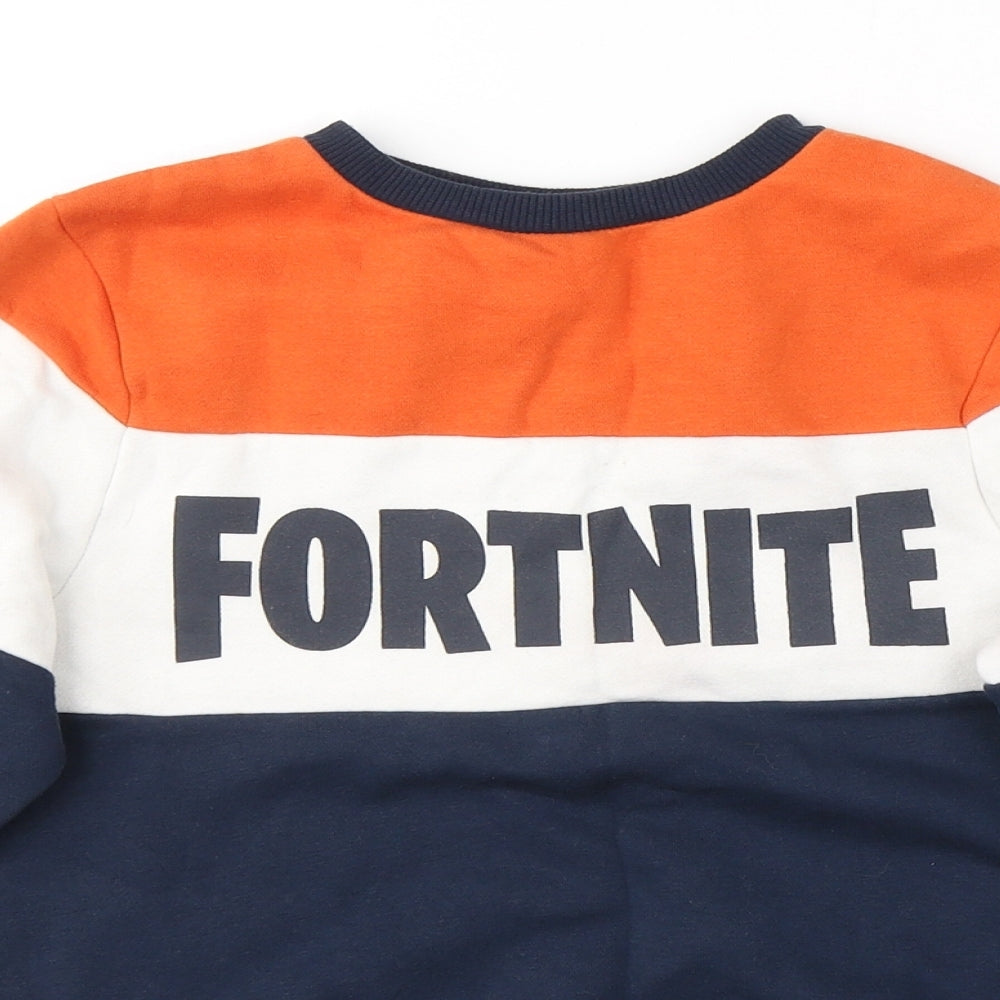 Fortnite Boys Blue Striped Cotton Pullover Sweatshirt Size S  Pullover