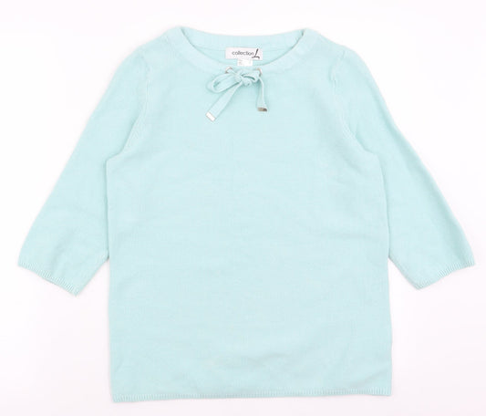 collection  Womens Blue Round Neck  100% Cotton Pullover Jumper Size 12