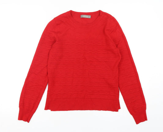 Oasis Womens Red Round Neck  Viscose Pullover Jumper Size S