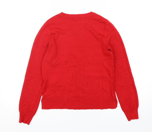 Oasis Womens Red Round Neck  Viscose Pullover Jumper Size S