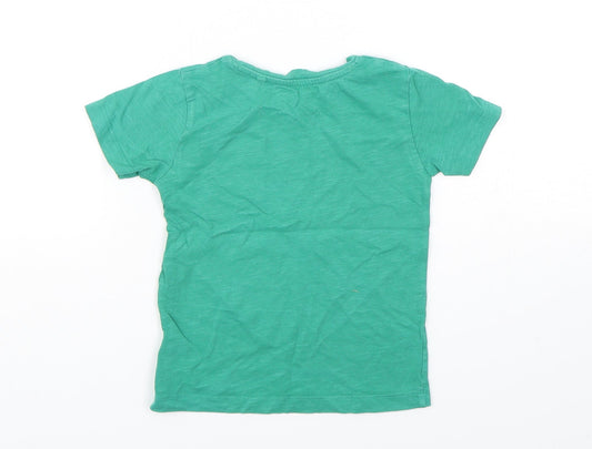 NEXT Boys Green  Cotton Basic T-Shirt Size 18-24 Months Round Neck Pullover