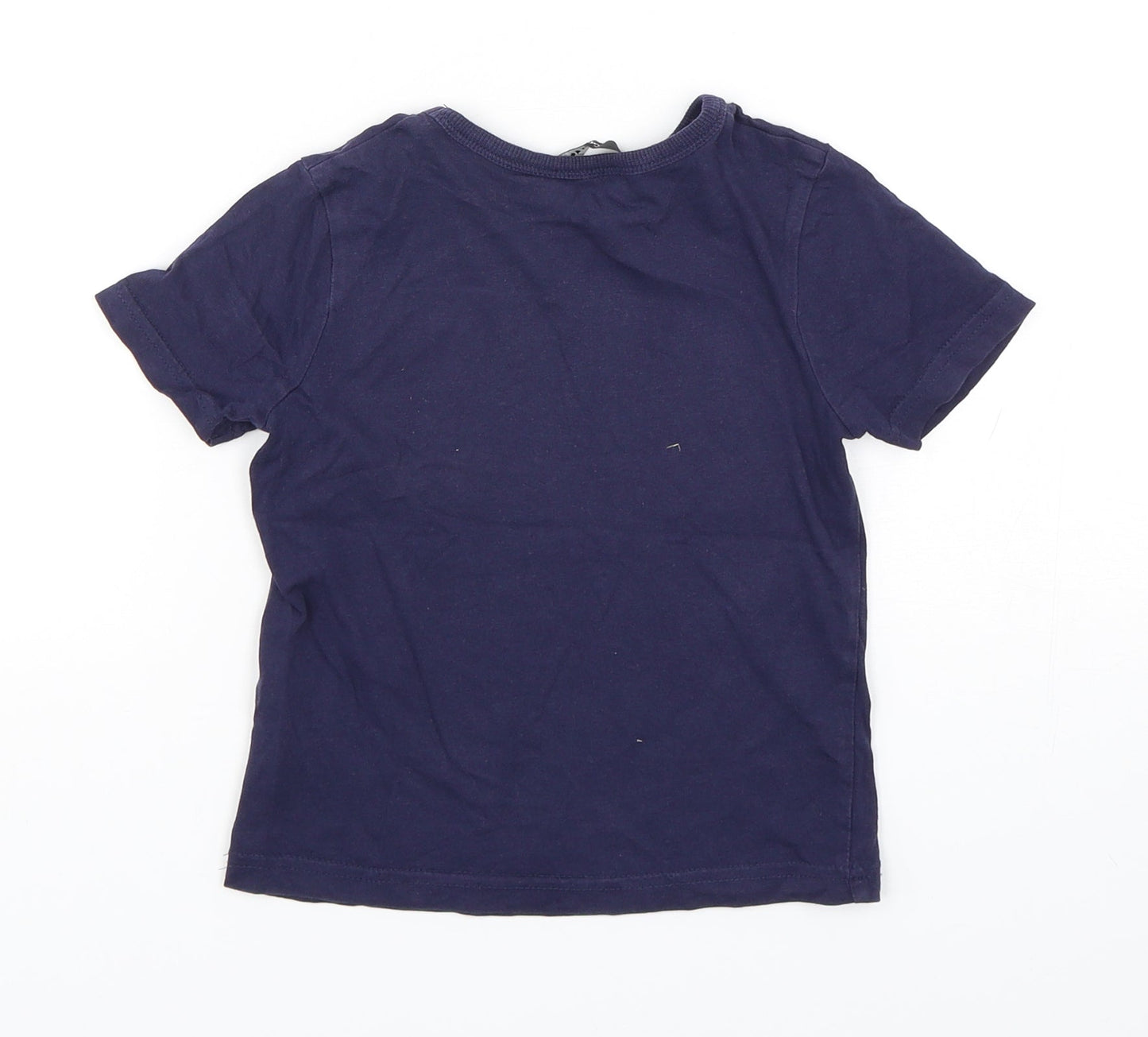 George Boys Blue  Cotton Basic T-Shirt Size 2-3 Years Round Neck Pullover