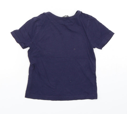 George Boys Blue  Cotton Basic T-Shirt Size 2-3 Years Round Neck Pullover