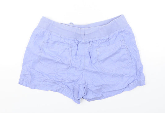 Joe Fresh Womens Blue  Linen Sailor Shorts Size 10 L5 in Regular Drawstring