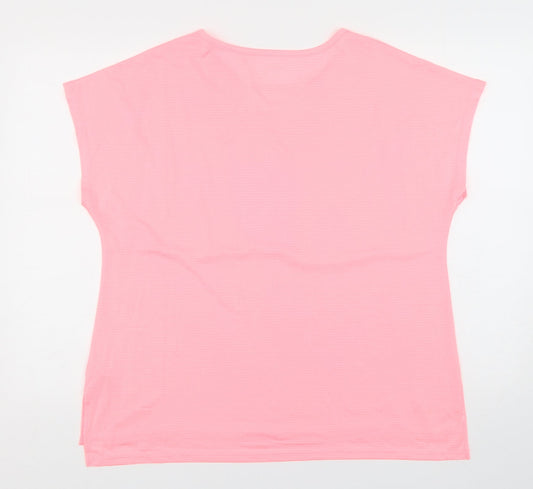 Dunnes Stores Womens Pink  Polyester Basic T-Shirt Size L Round Neck Pullover