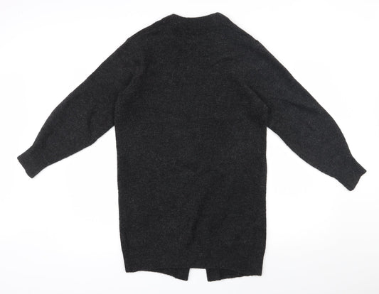 H&M Womens Grey V-Neck  Acrylic Cardigan Jumper Size XS