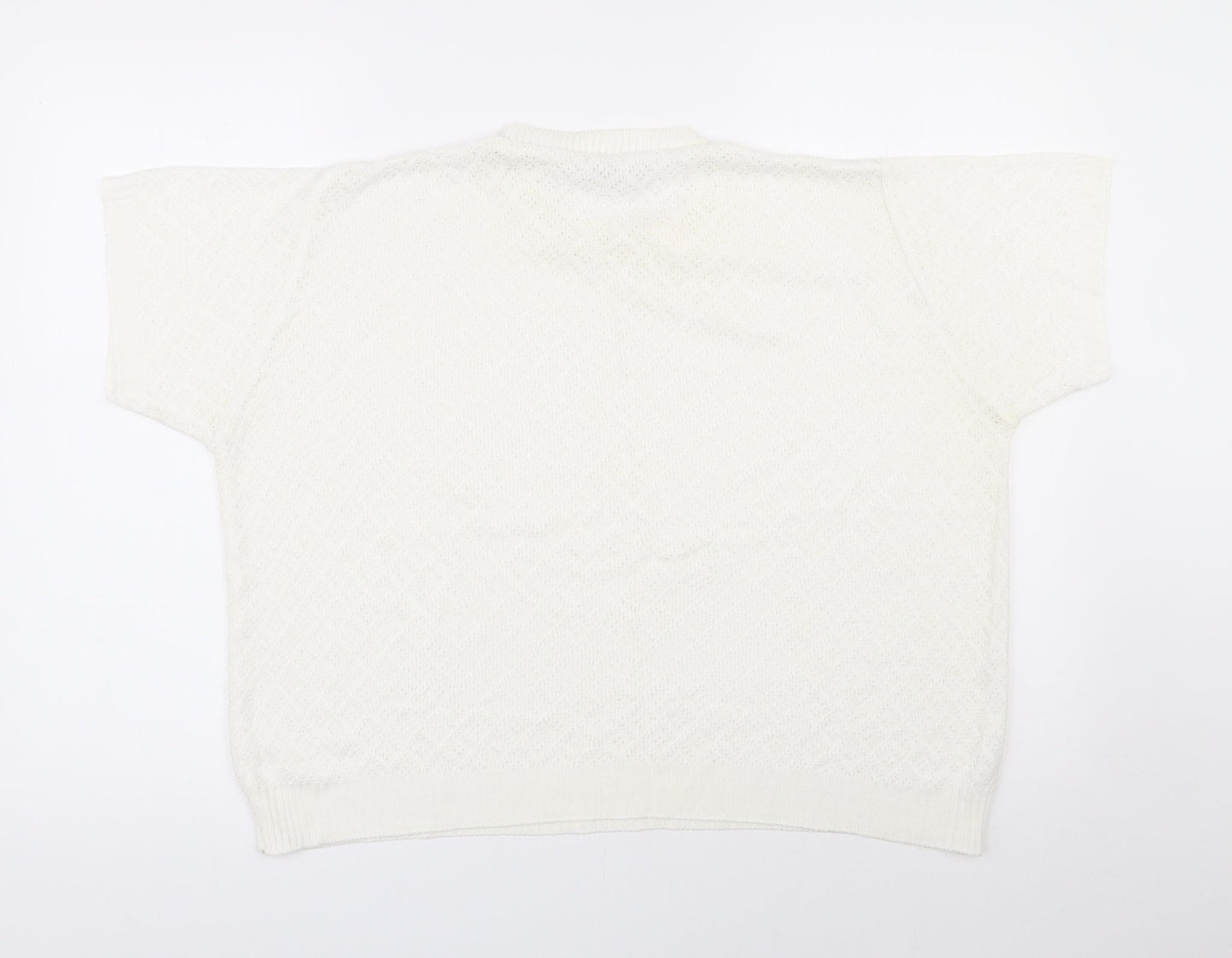 Janique Womens Ivory Round Neck  Polyester Pullover Jumper Size 14