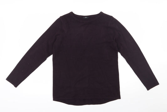 M&Co Womens Purple Round Neck  Acrylic Pullover Jumper Size 14