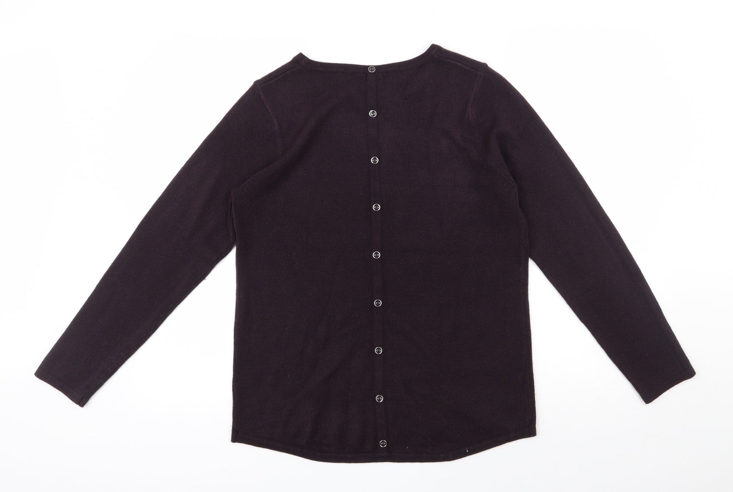 M&Co Womens Purple Round Neck  Acrylic Pullover Jumper Size 14