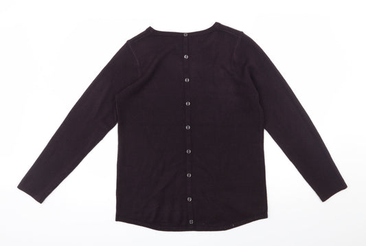 M&Co Womens Purple Round Neck  Acrylic Pullover Jumper Size 14