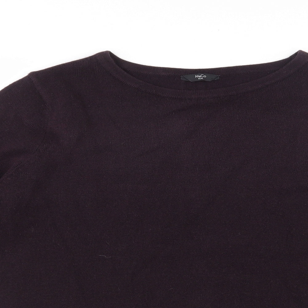 M&Co Womens Purple Round Neck  Acrylic Pullover Jumper Size 14