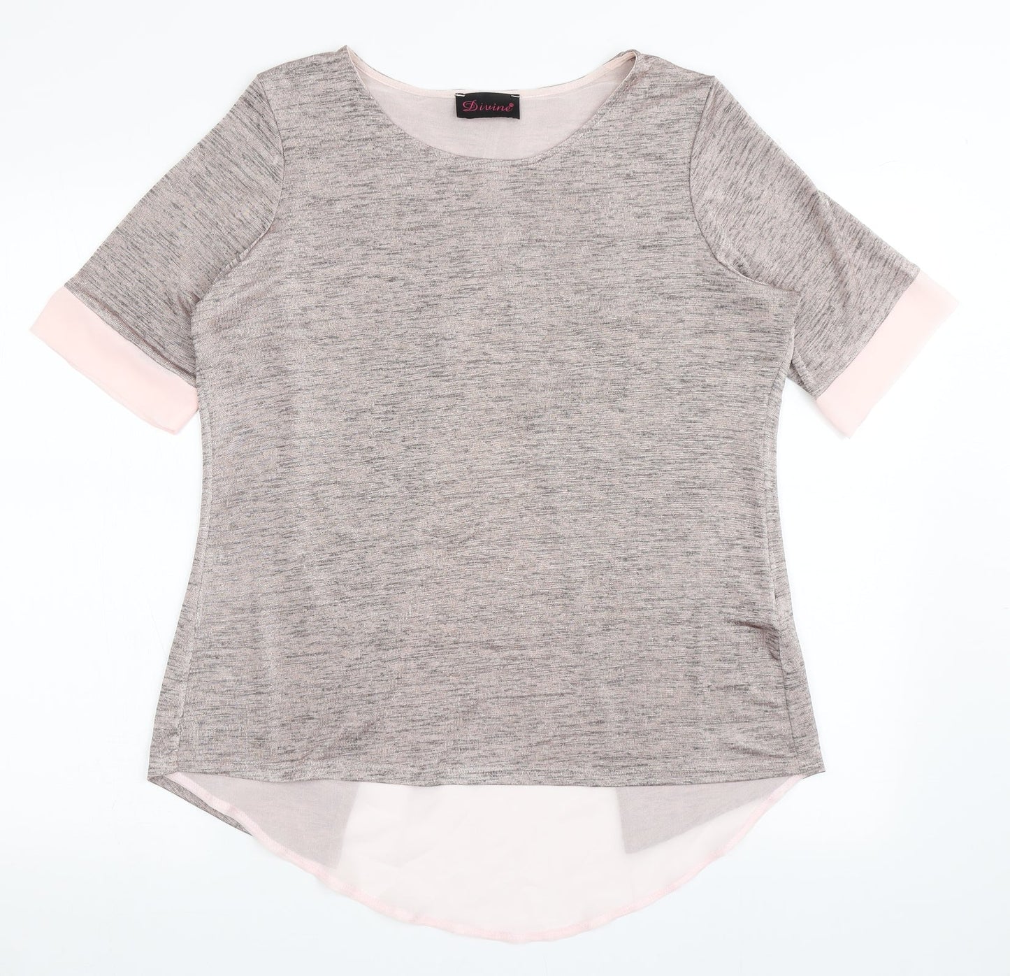Divine Womens Pink  Polyester Basic T-Shirt Size 14 Round Neck
