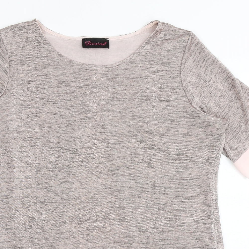 Divine Womens Pink  Polyester Basic T-Shirt Size 14 Round Neck