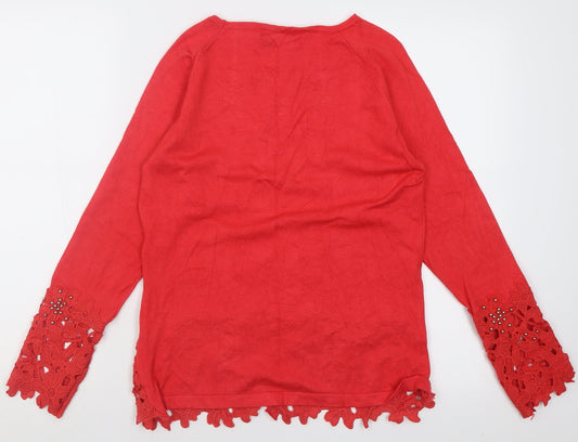 Lakeland Womens Pink Crew Neck  Viscose Pullover Jumper Size S