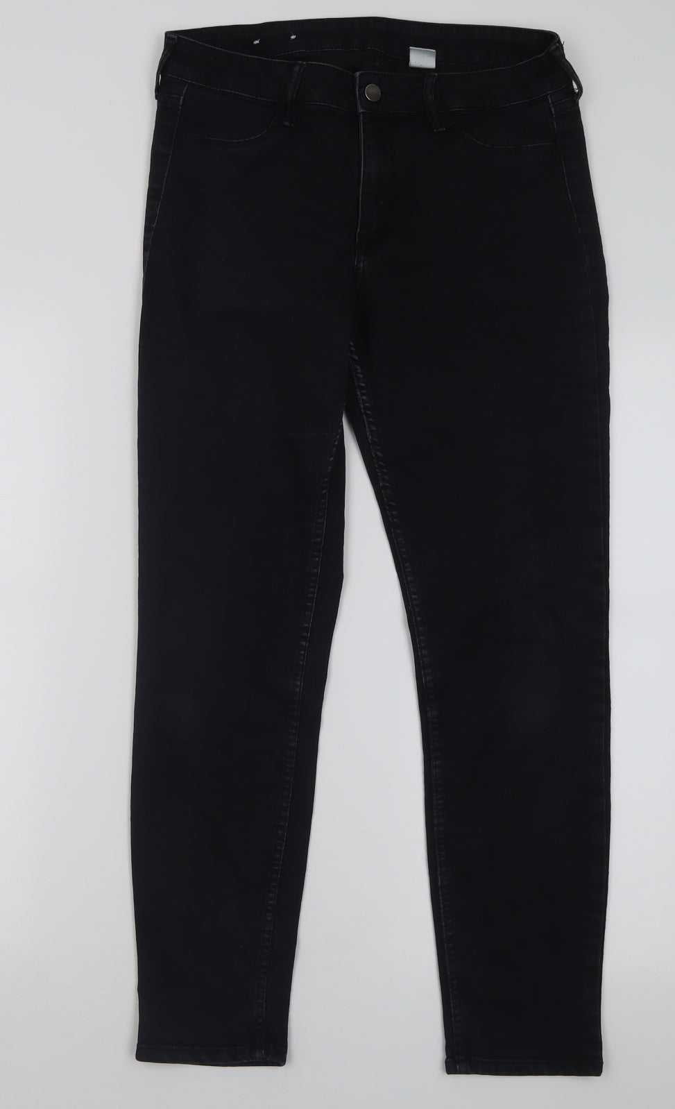 H&M Womens Black  Cotton Skinny Jeans Size 28 in L28 in Regular Button
