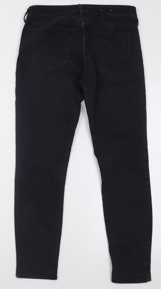 H&M Womens Black  Cotton Skinny Jeans Size 28 in L28 in Regular Button