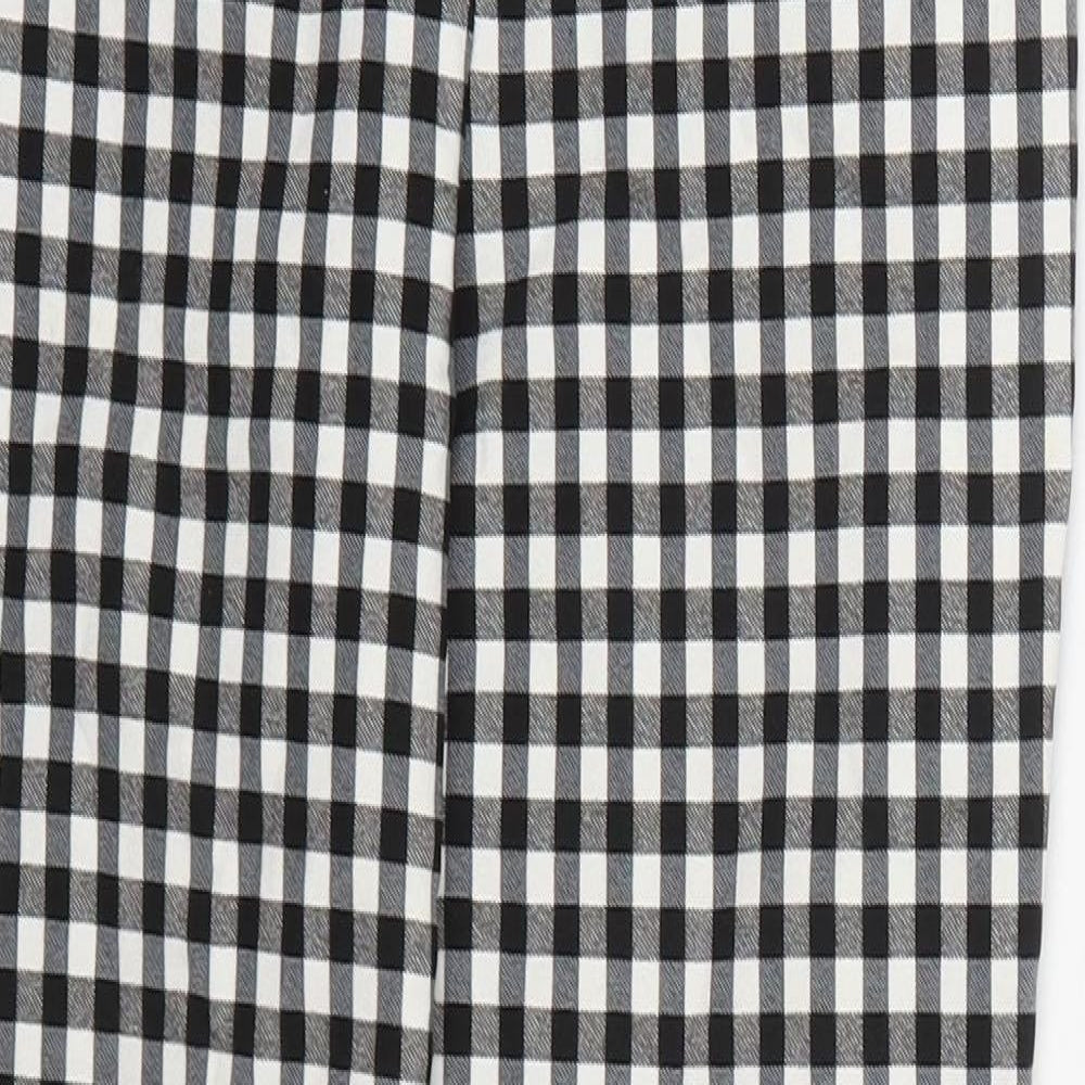 Zara Womens Black Check Viscose Trousers  Size S L28 in Regular Zip