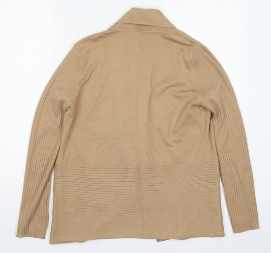 89th & Madison Womens Brown V-Neck  Rayon Cardigan Jumper Size M