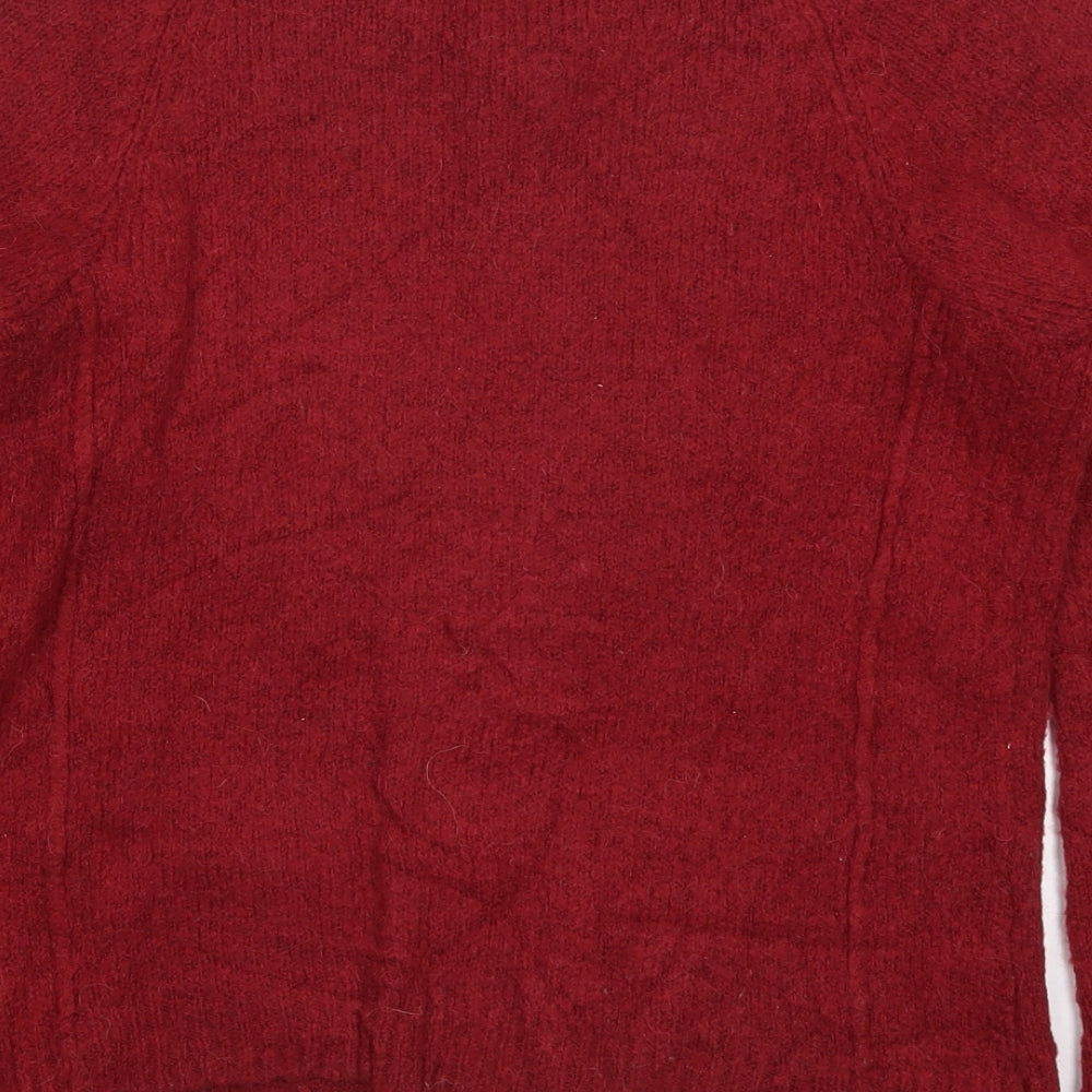 YFL Reserved Womens Red Round Neck  Acrylic Pullover Jumper Size S