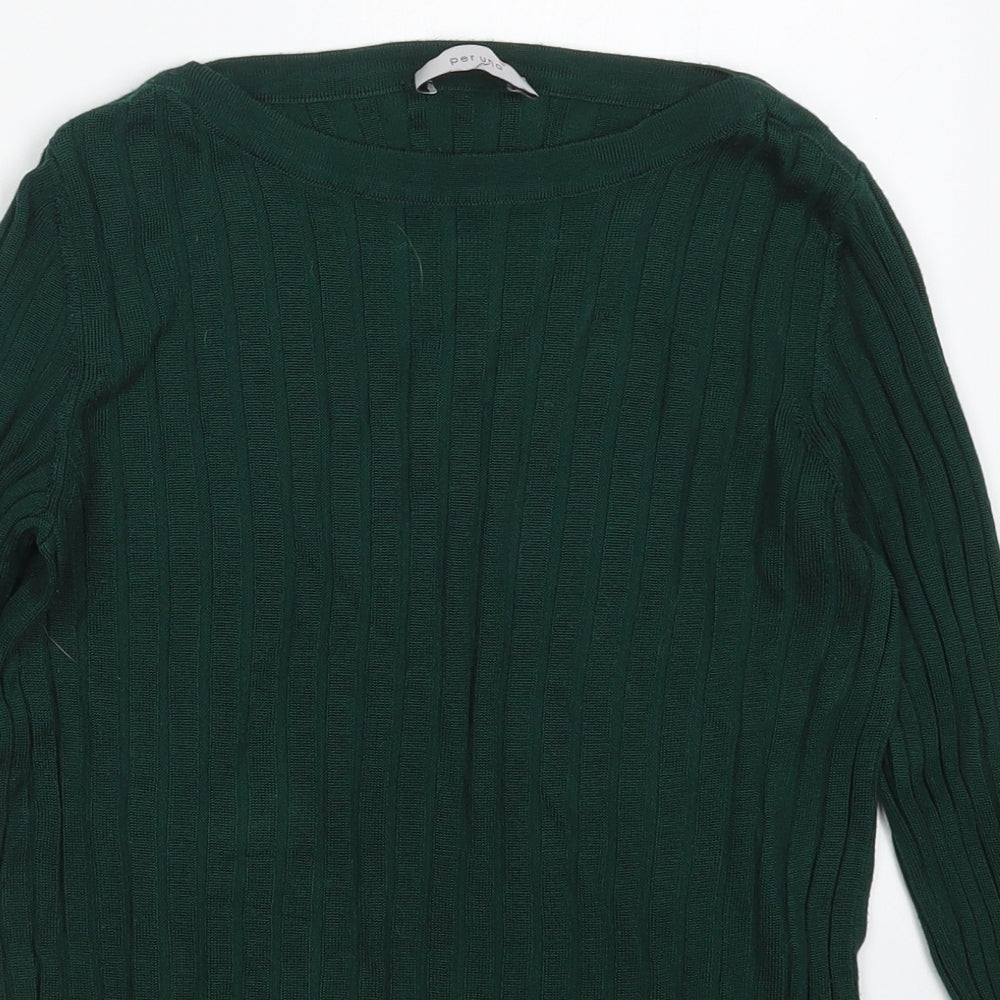 Marks and Spencer Womens Green Crew Neck  Viscose Pullover Jumper Size 8