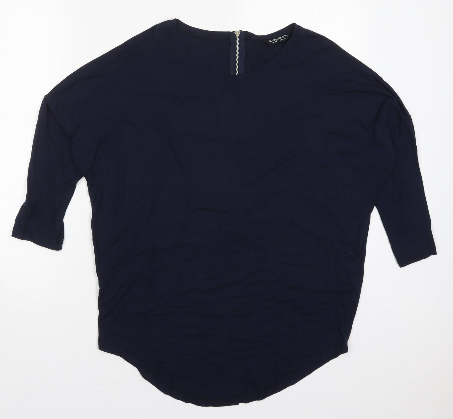 Select Womens Blue  Viscose Basic T-Shirt Size 12 Round Neck