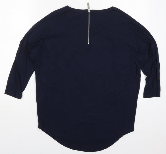 Select Womens Blue  Viscose Basic T-Shirt Size 12 Round Neck