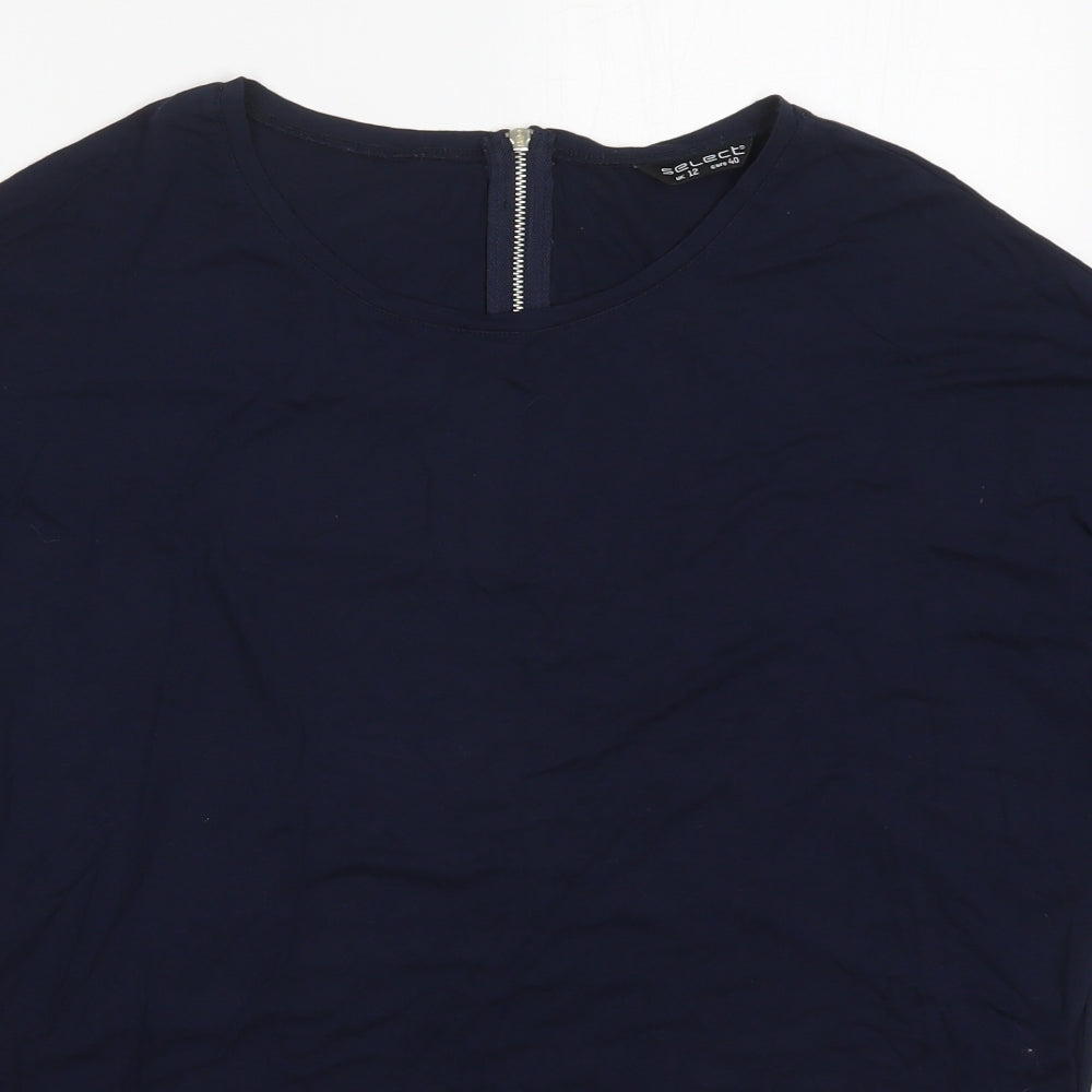 Select Womens Blue  Viscose Basic T-Shirt Size 12 Round Neck