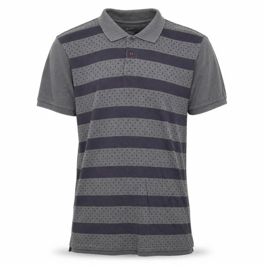 ASOS Mens Grey Striped 100% Cotton  Polo Size L Collared Button