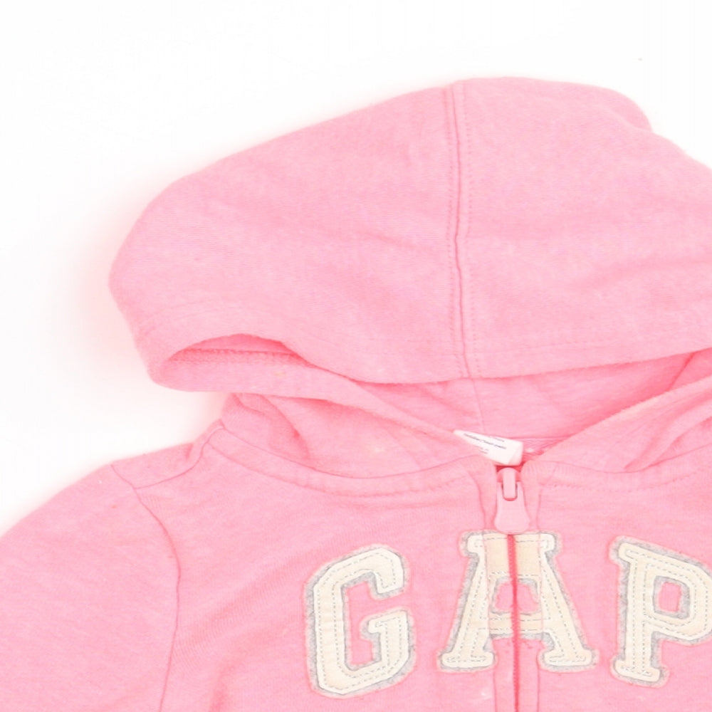 Gap Girls Pink  Cotton Pullover Jumper Size 6-9 Months  Zip