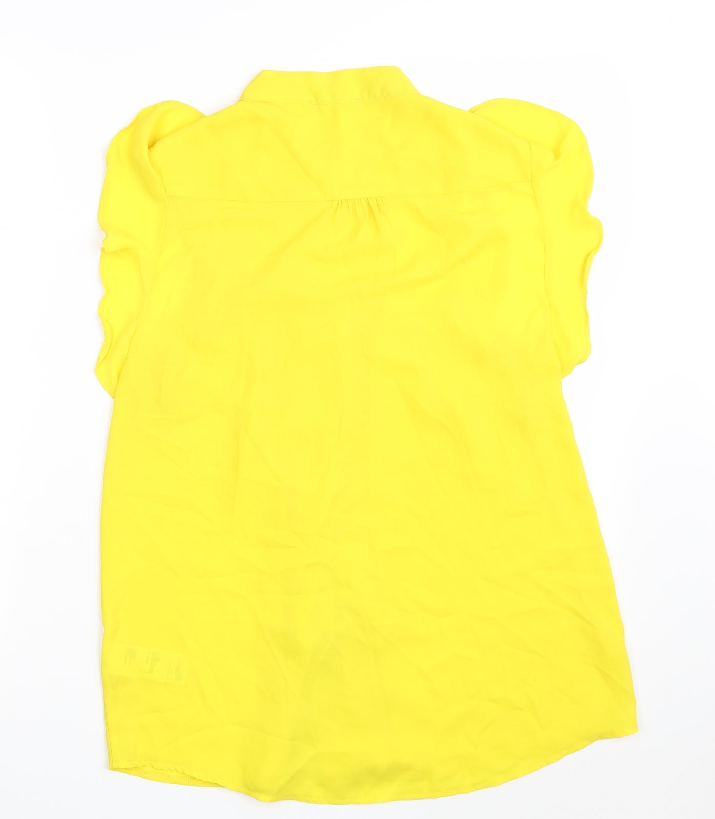Oasis Womens Yellow  Polyester Basic Button-Up Size 14 Roll Neck