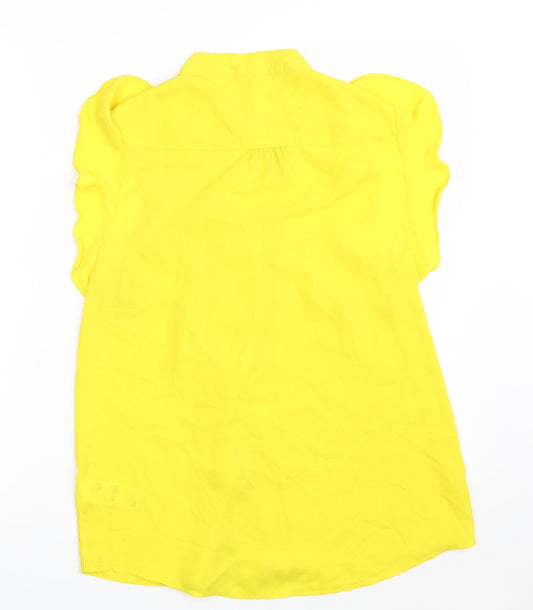 Oasis Womens Yellow  Polyester Basic Button-Up Size 14 Roll Neck