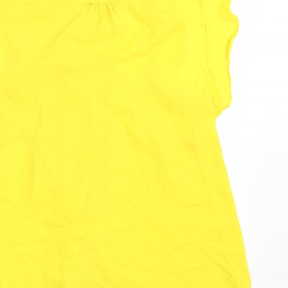 Oasis Womens Yellow  Polyester Basic Button-Up Size 14 Roll Neck