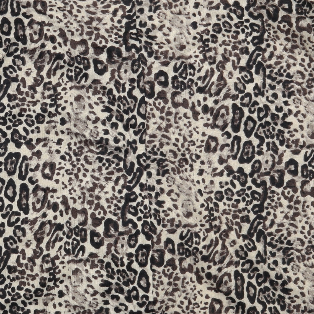 QED London Womens Brown V-Neck Animal Print Polyester Pullover Jumper Size M   - Size M/L