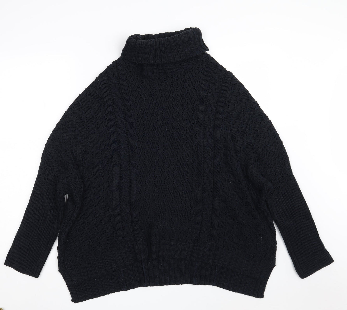Papaya Womens Blue High Neck  Acrylic Pullover Jumper Size M