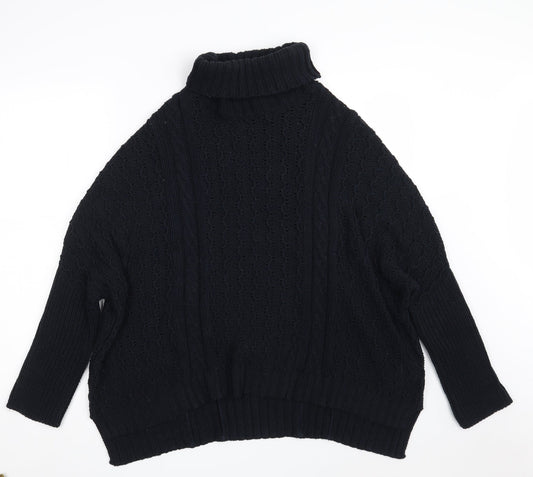 Papaya Womens Blue High Neck  Acrylic Pullover Jumper Size M