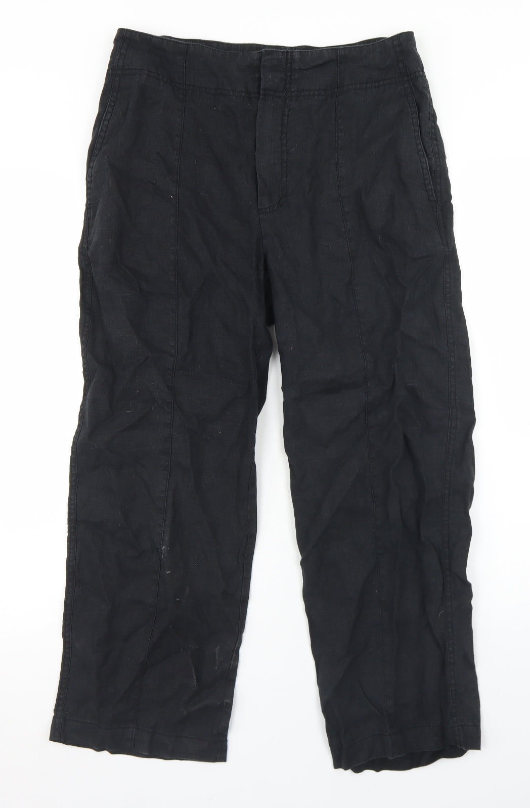 Mango Womens Black  Polyester Pedal Pusher Trousers Size 10 L24 in Regular Hook & Eye