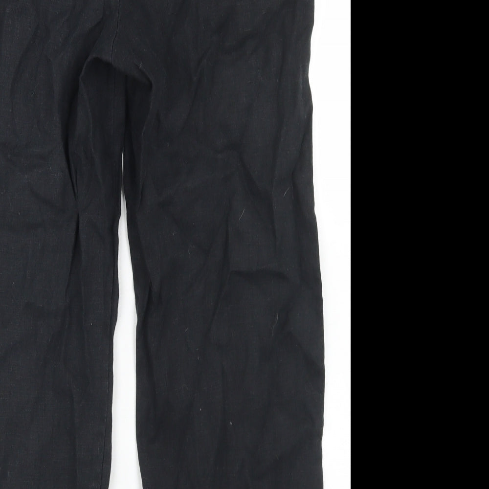 Mango Womens Black  Polyester Pedal Pusher Trousers Size 10 L24 in Regular Hook & Eye
