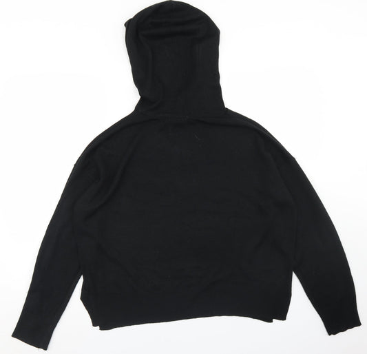 Select Womens Black  Acrylic Pullover Hoodie Size XL   - cROPPED