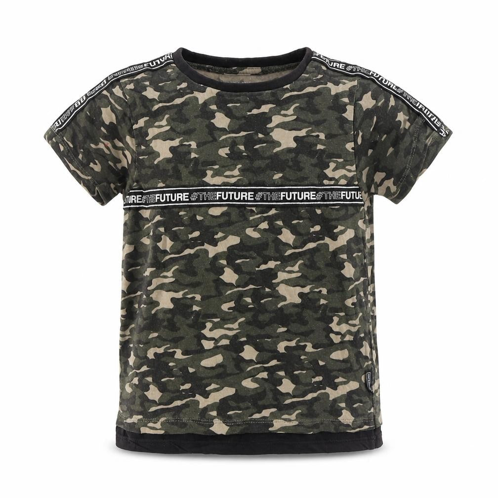 Primark Boys Green Camouflage Cotton Basic T-Shirt Size 4-5 Years Round Neck Pullover