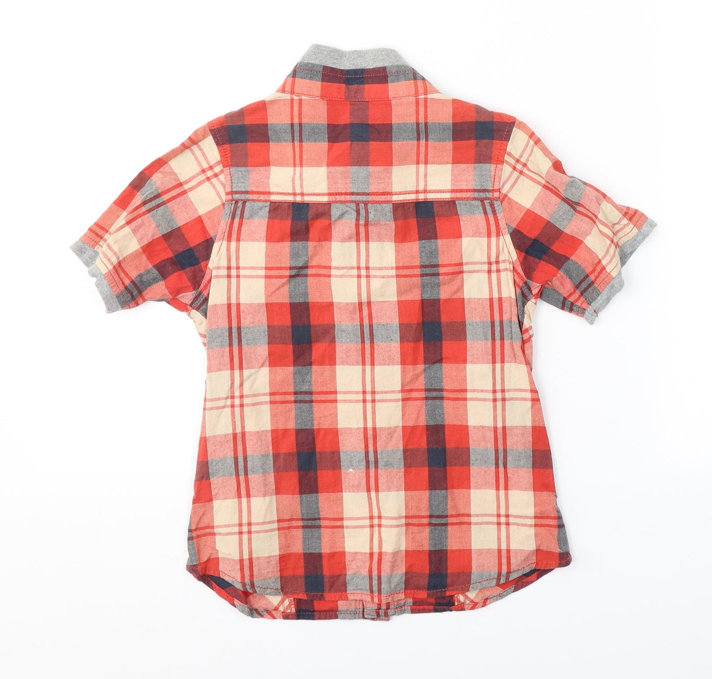 George Boys Red Plaid 100% Cotton Basic Button-Up Size 5-6 Years Collared Button