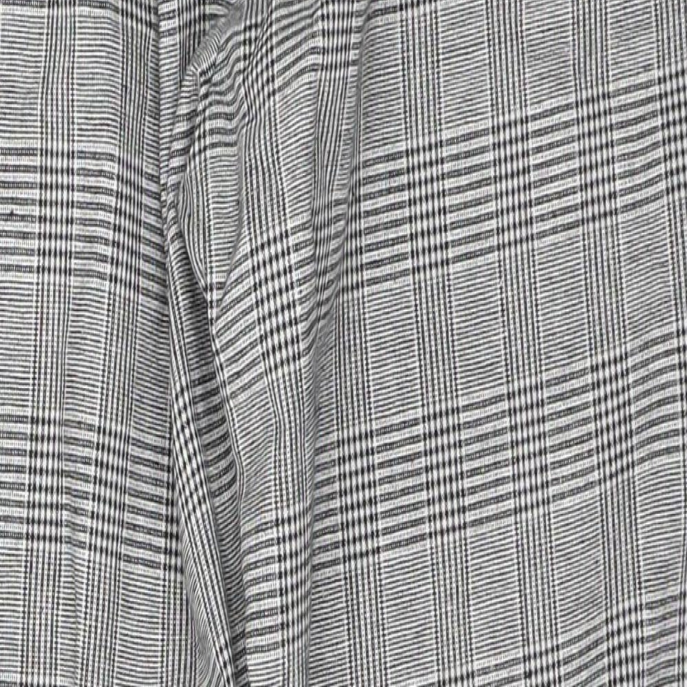 Preworn Womens Black Plaid Polyester Trousers  Size M L28 in Regular