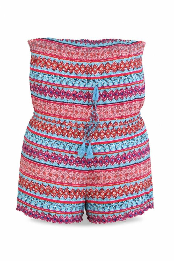 Dunnes Womens Multicoloured Geometric Viscose Playsuit One-Piece Size S L3 in Pullover