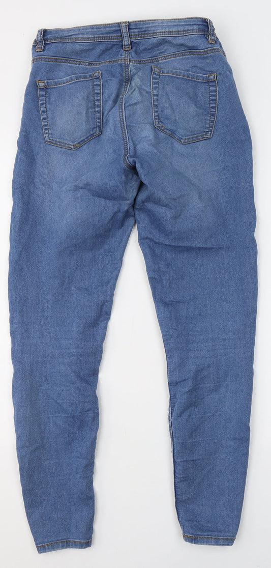 Denim & Co. Womens Blue  Cotton Skinny Jeans Size 10 L30 in Regular Button