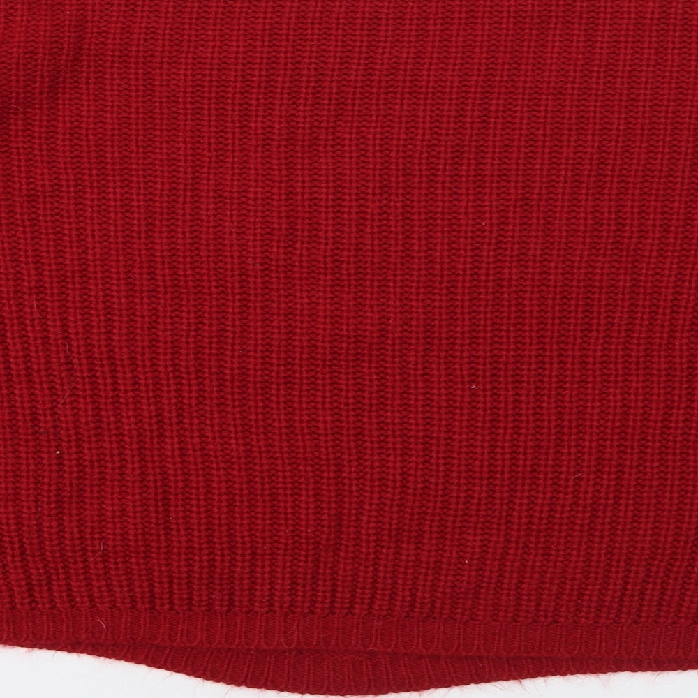 Select Womens Red Round Neck  Acrylic Pullover Jumper Size 10