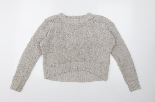 New Look Womens Grey Crew Neck  Polyester Pullover Jumper Size 12