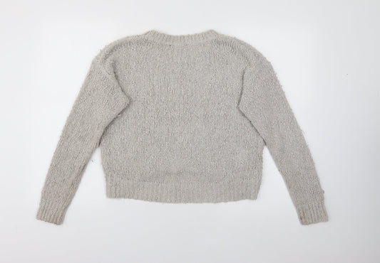 New Look Womens Grey Crew Neck  Polyester Pullover Jumper Size 12